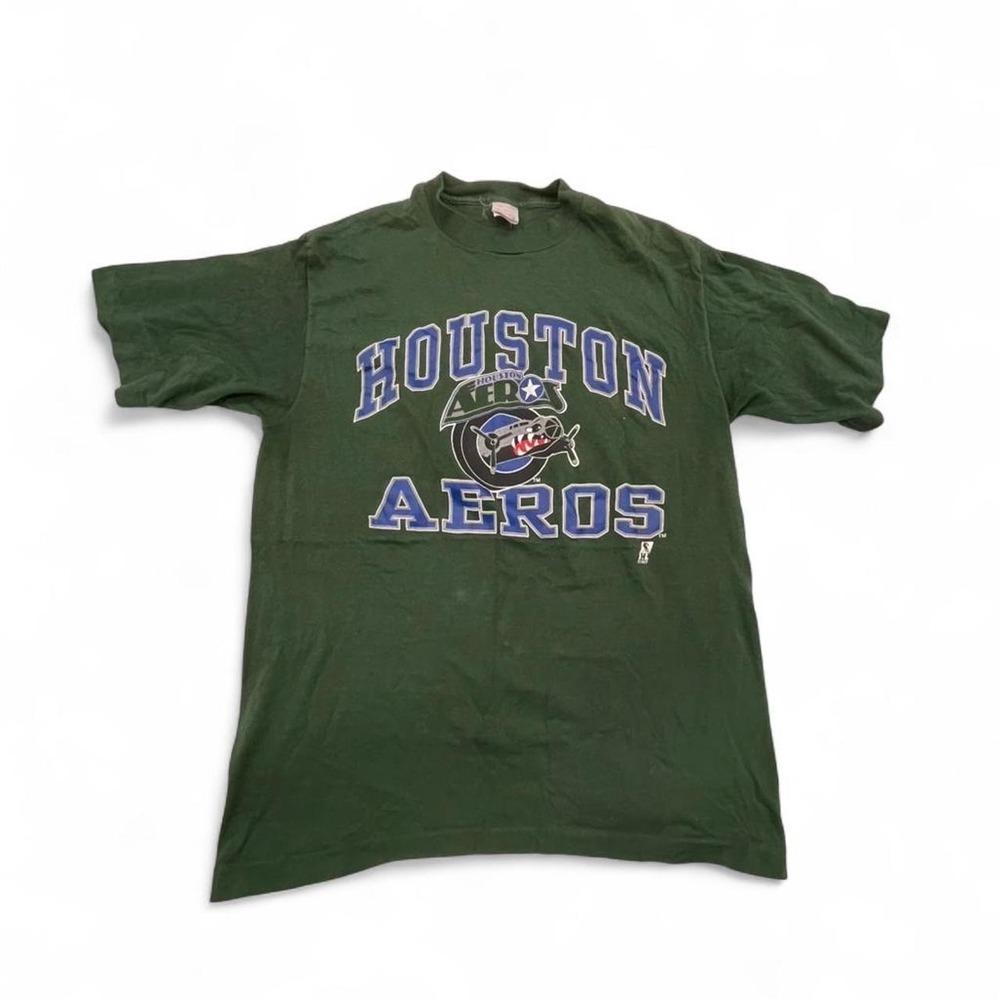 Houston Aeros NHL green cotton t-shirt hockey‎